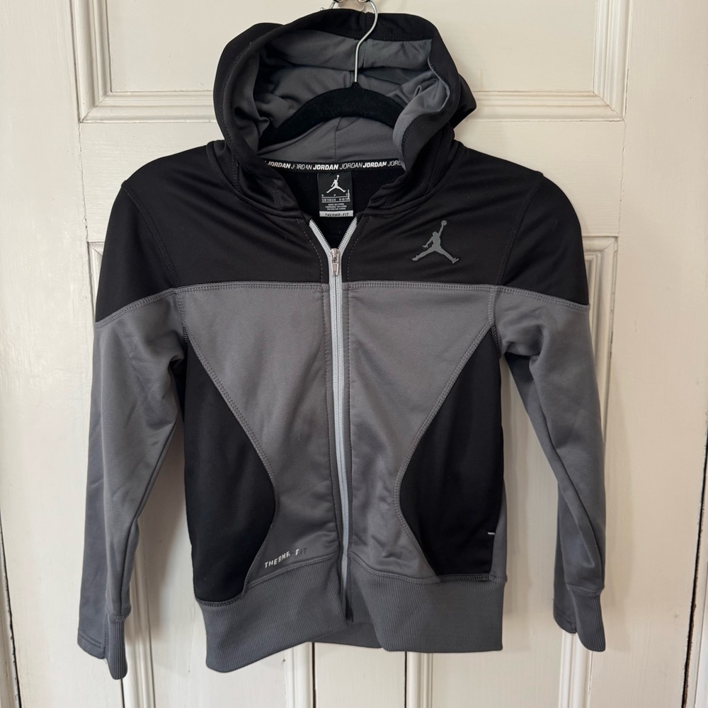 Jordan Black and Gray Zip-Up Hoodie